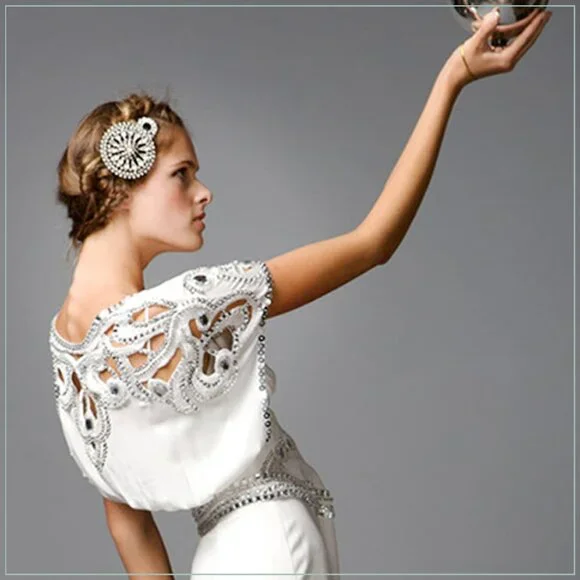 $6900 Temperley London Jean Crystal Embellished Art Deco Runway Bridal Gown - Picture 12 of 16